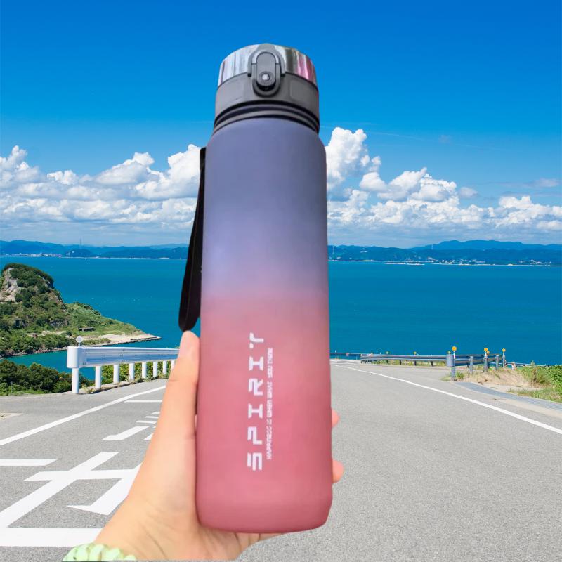 1000ML Large Capacity Sports Water Bottle Motivational Leak Proof Portable Reusable Plastic Cups Outdoor Travel Gym Jugs