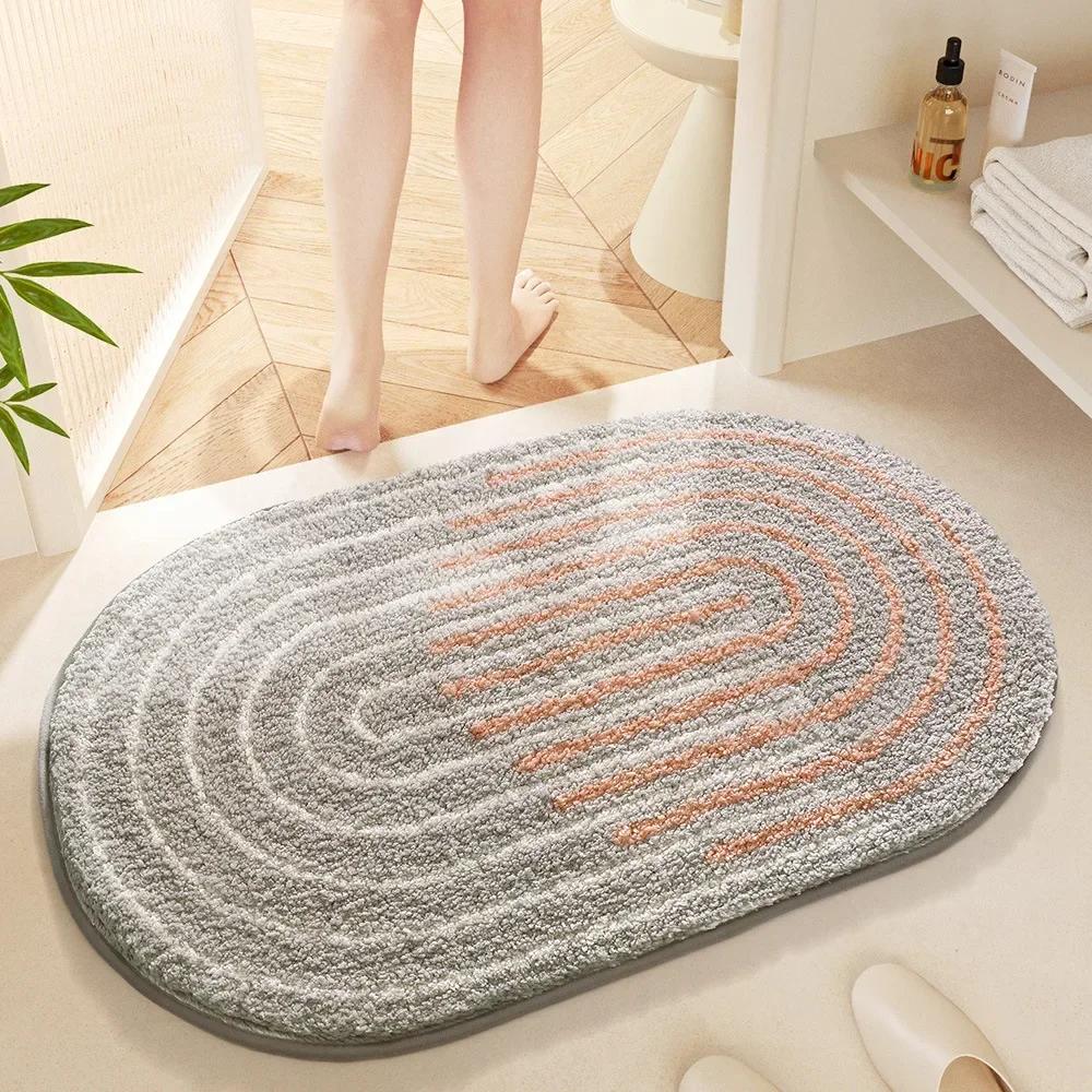 Nordic Fluffy Bath Mat - Super Soft & Thickened, High Absorbency Quick Dry, Flocked Microfiber, Bathroom Rug for Home Decor