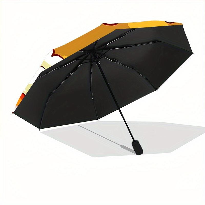 1pc Popcorn Automatic Folding Umbrella - Portable Foldable Design with 8 Ribs, Durable Plastic & Iron Frame, Casual Outdoor Accessory for Ha