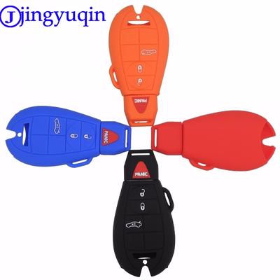 Jingyuqin Housse de Protection en Silicone pour Télécommande 4 Boutons Pour Dodge JCUV Ddart Jeep Grand Cherokee Compass Longitude Patriot Chrysler