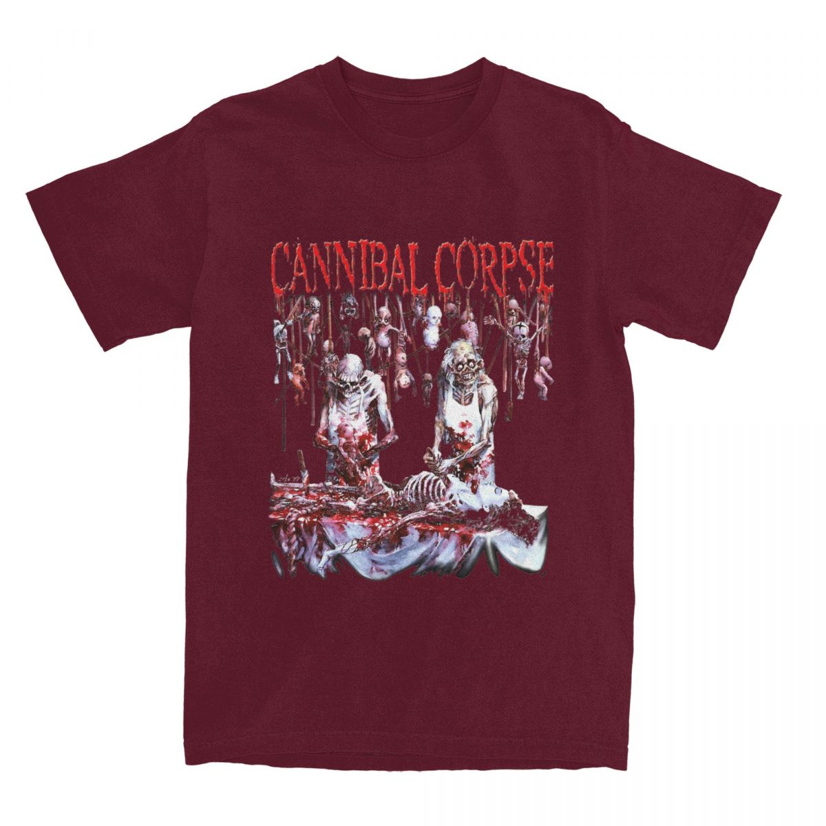 

Чоловічий Жіночий Cannibal Corpse Butchered At Birth Сорочка Аксесуари гурт Футболка з чистої бавовни Одяг Гумористична футболка з принтом XXXXXL бордовий