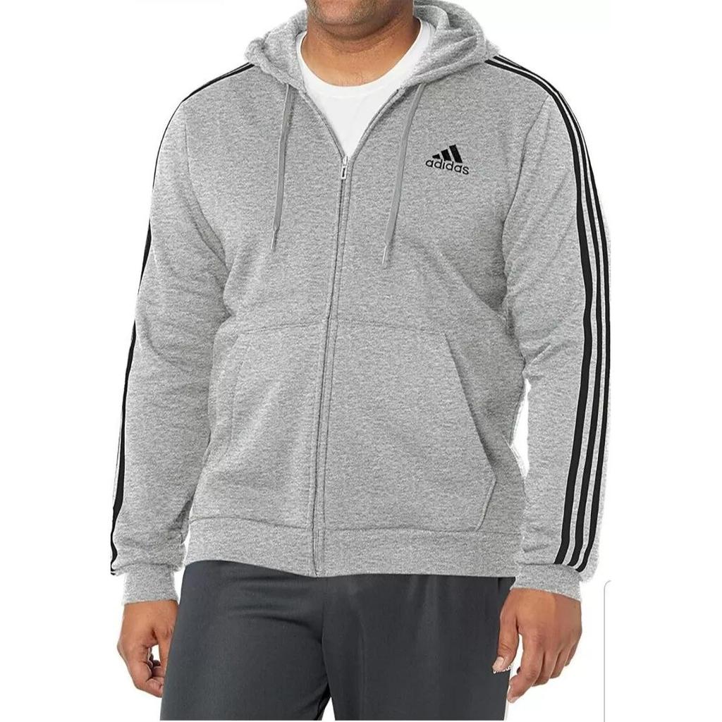 adidas Logo Kurtka z Kapturem Rozpinana Długi Rękaw Męska Kurtka Szara HB0041