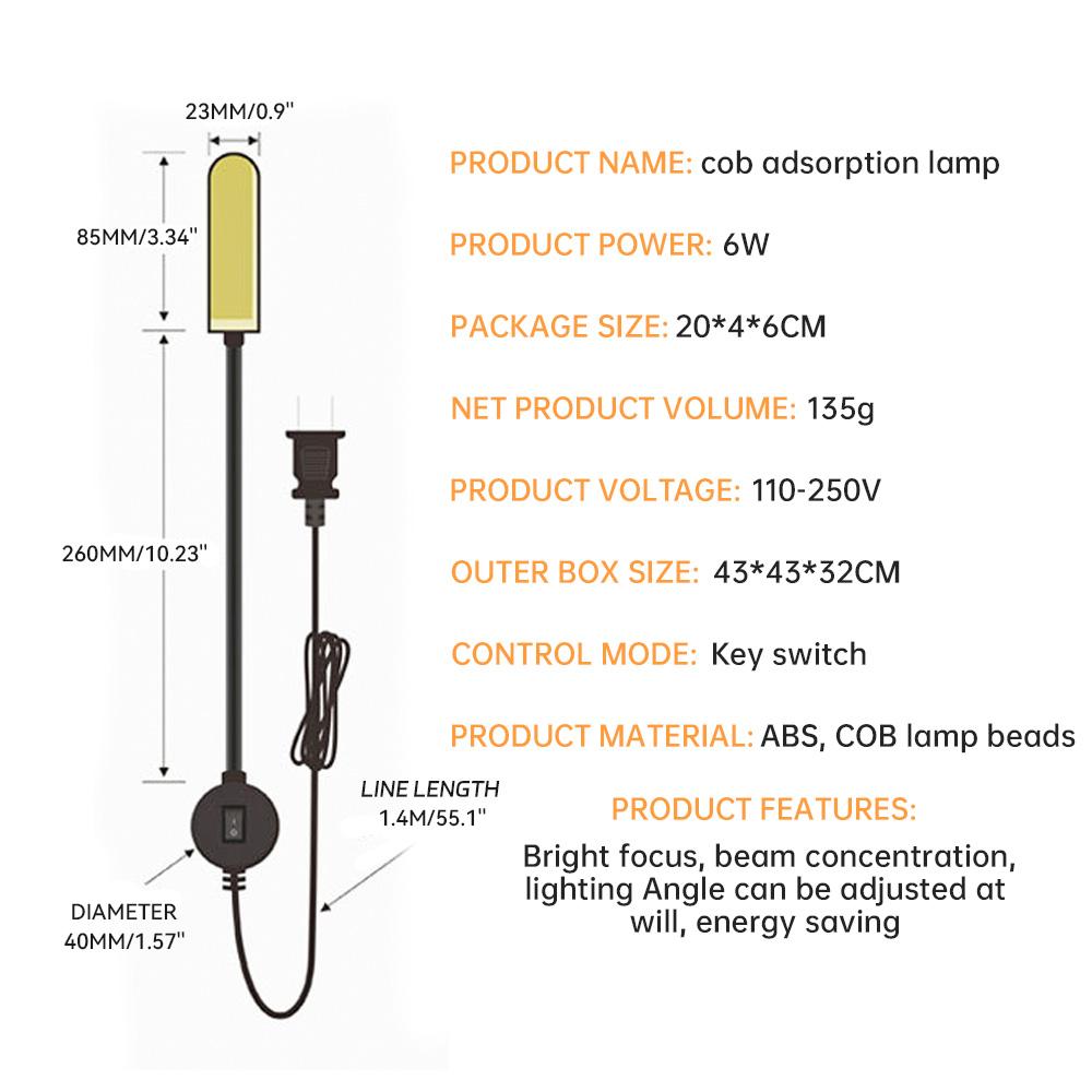 Work Light Portable Charging LED Energy Saving Magnet Adsorption Night Lamp Eye Protection Workshop Desk Light Adjustable Angle