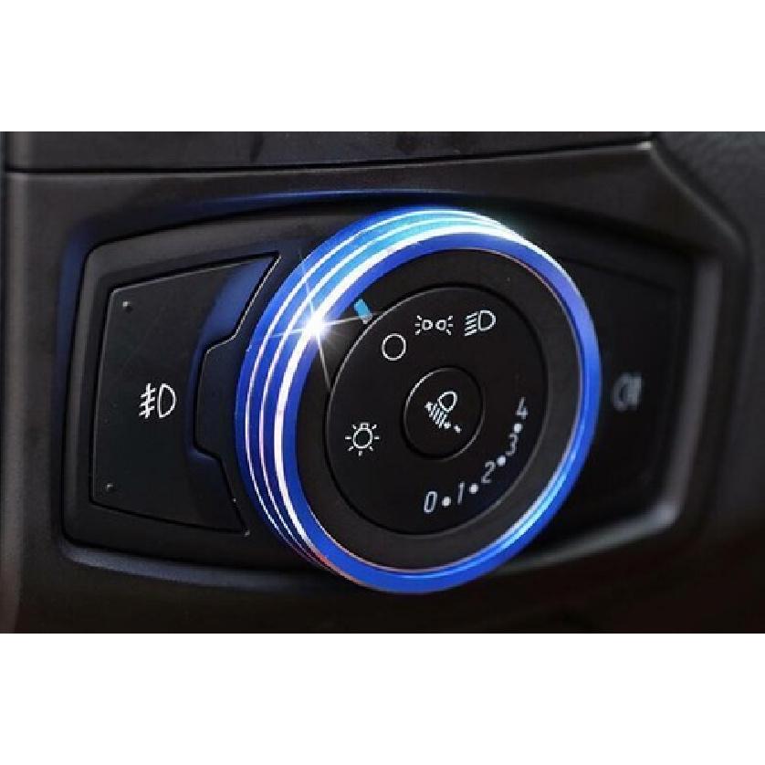 For Ford Focus 2012-2018 Blue Aluminum Headlight Switch Control Button Trim 1PCS