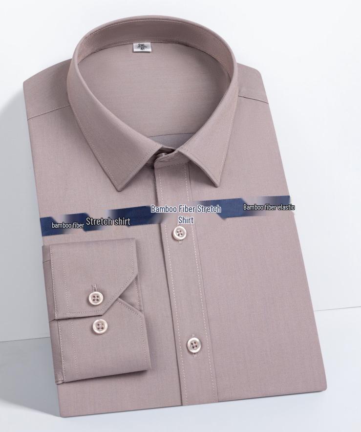 Men's Long Sleeve Bamboo Fiber Formal Shirt - White & Blue, Stretchable, Plus Size Available