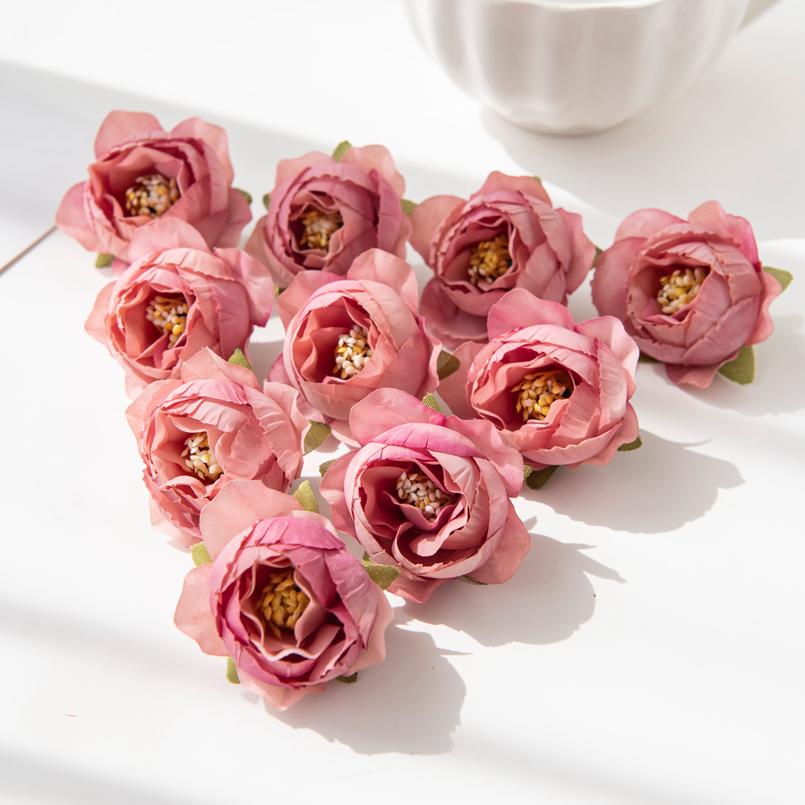 40/80pcs Artificial Flower Silk Rose Wedding Garden Festival Party Wreath Headdress Diy Gift Home Vase Scrapbook Bridal  Decor