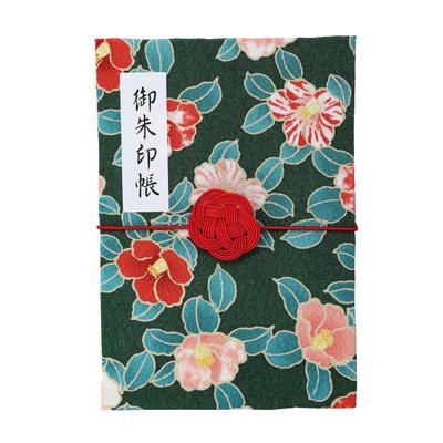 Mignon Tampon Goshuincho avec Caoutchouc Mizuhiki Double Chirimen Japonais Collection de Tampons de Temple Goshuin 16cm Camélia (Livre du Temple) Bande, page, motif,
