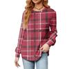 Fashionable Women's Long Sleeved Checkered Striped Printed Lightweight Sweater With Loose Round Neck Top