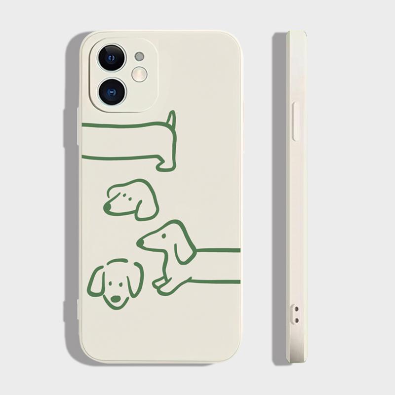 

Забавный Чехол для Телефона с Парочкой Такс Для iPhone 16 14 15 12 11 13 Pro XS Max Mini XR X Plus SE Милый Мультяшный Матовый Чехол Skin Fundas iPhone 15Pro