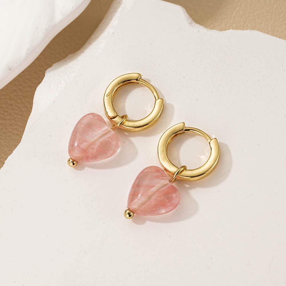Heart Pink Stylish Crystal Earrings For Women Creative Fashion Jewelry