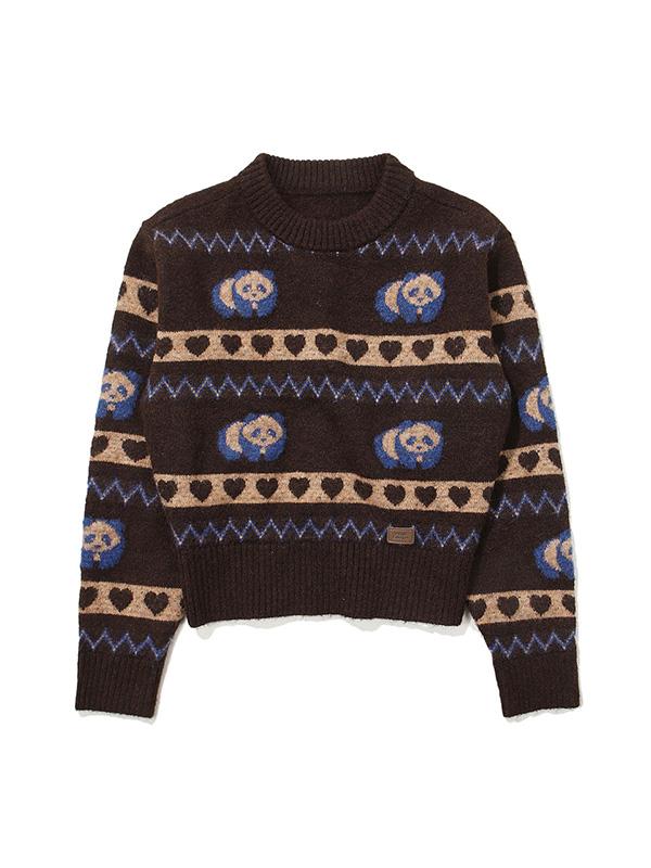 BBC EARTH W Panda Jacquard Sweater_Brown