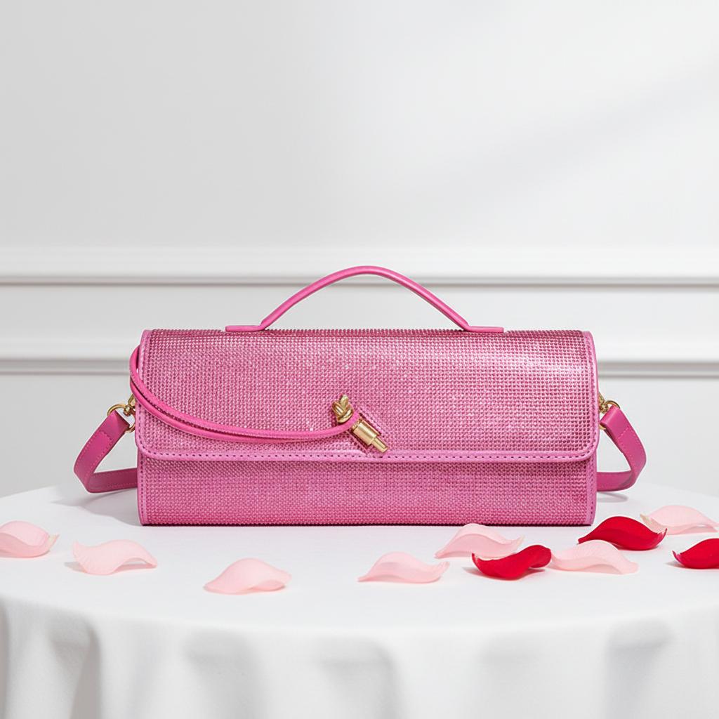 

2026 Women s Cross-Border Trend Clutch Evening Bag Rhinestone Decoration for Shape Lock Closure Dinner Bag Fashion baguette Bag L30.5xW4xH12.5cm