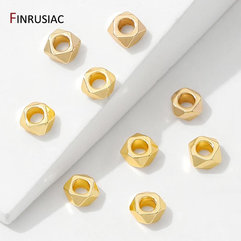 14K Gold Plated Brass Faceted Spacer Beads,Separator For Beads,DIY Bracelet Making Accessories,Jewelry Materials