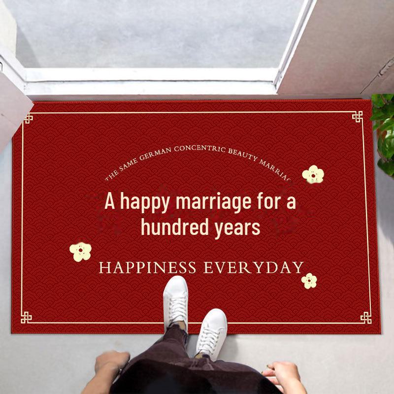 Kırmızı Düğün Kapı Paspasları - Yeni Evlilerin Dekorasyonu İçin Şık Giriş Halısı