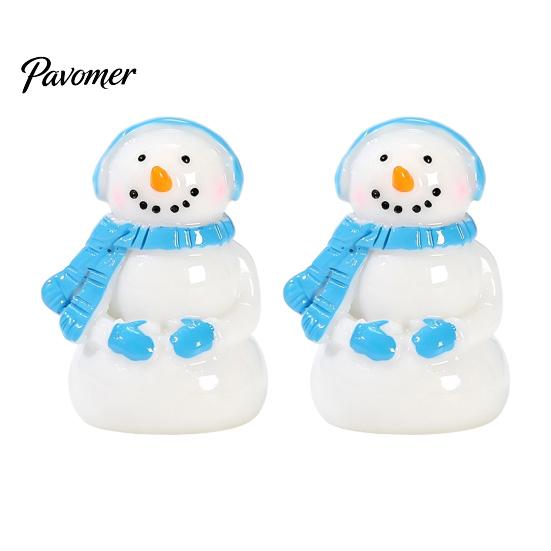 Christmas Tree Mini Decorations 2Pcs Snowman Figurines, Winter Tiny Resin Decoration, Xmas Micro Handmade Craft Embellishments Landscape Ornament