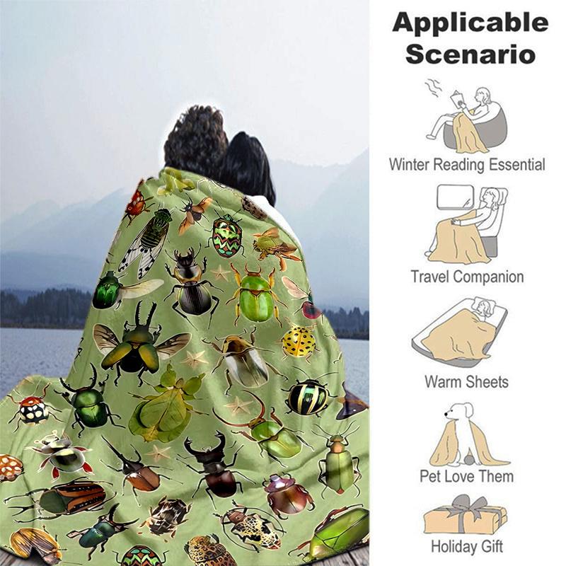 1pc Insect Parade Throw Blanket Home Decorative Couch Cover for Bedroom Living Room Travel Car .W098