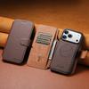 iPhone 17 Pro Flip Card Slot Case: Magnetic, Wireless Charging, Two-in-One Stand, Color Block Leather.