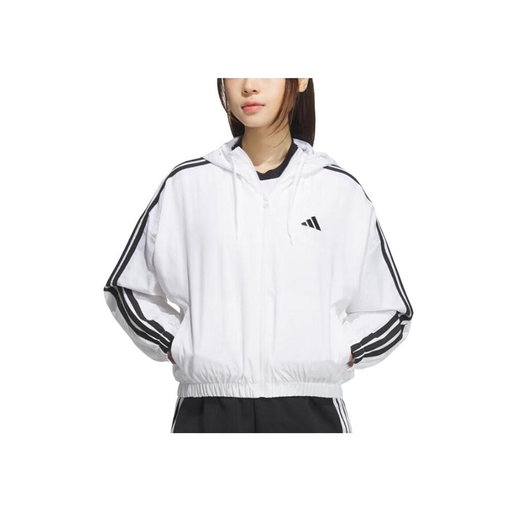 Adidas Lightweight Casual Hooded Loose Jacket Women Jackets White JZ2161