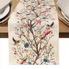 Bird Tree Floral Table Runner 2D Flat Print Vibrant Home Decor Dining Room Table Runner Charming Functional Cheerful Lively
