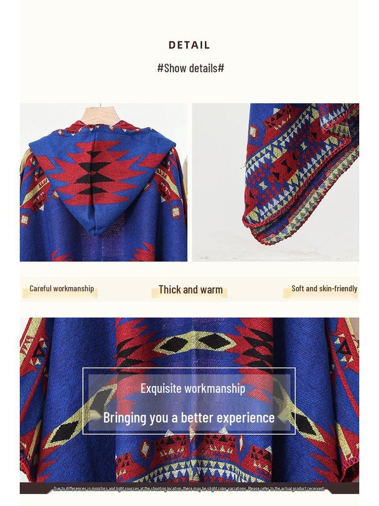 Men's & Women's Hooded Shawl Cape Cloak - Spring/Summer Scarf, Yunnan Xinjiang Tibet Style