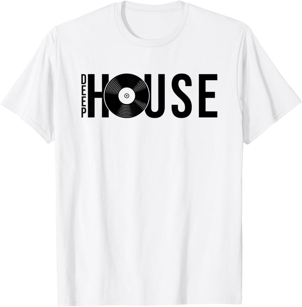 Deep House Music Art  Minimalist Design for DJ Raver EDM TShirt Cotton Printed Graphic T Shirts Vintage T Shirt Camisas