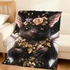 vintage dark-themed bats and flower Flannel soft warm plush blanket sofa living room pet hogar bedroom gift home Car portable