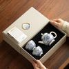 High-Grade Blue & White Gilt Silver Ceramic Tea Set