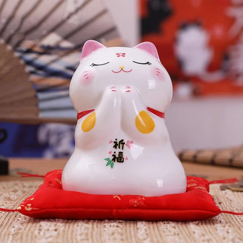 4,5 Inch Keramische Maneki Neko Gelukskat Spaarpot Muntpot Huisdecoratie Ornament FENG SHUI Beeldje