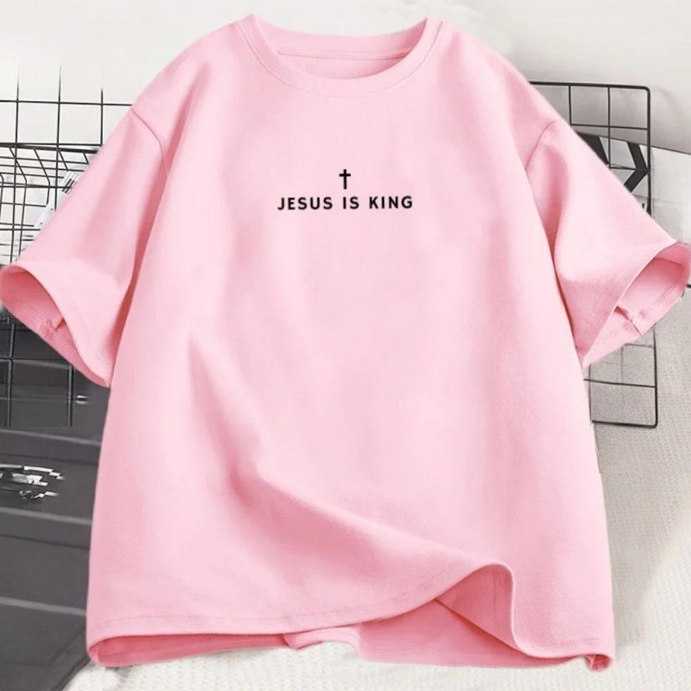 Jesus Is King Christian T Shirt Men Women Christian Merch Jesus T-Shirt Faith Short Sleeve Round Neck Graphic Tees