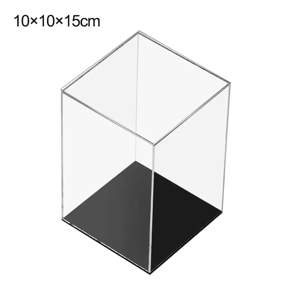 

Clear Acrylic Display Case With Black Base Model Protection Dustproof Cover Doll Protection Holder Collectibles Storage Show Box