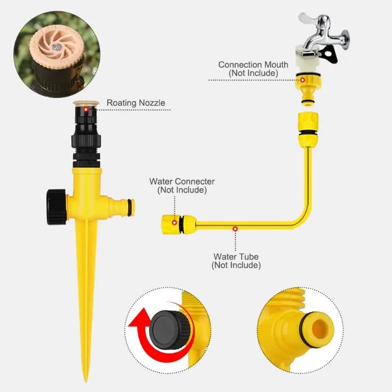 3Pcs 360° Rotation Automatic Lawn Sprinkler Adjustable Nozzle Corrosion Resistant Garden Watering System Buried Plug Irrigation Tool
