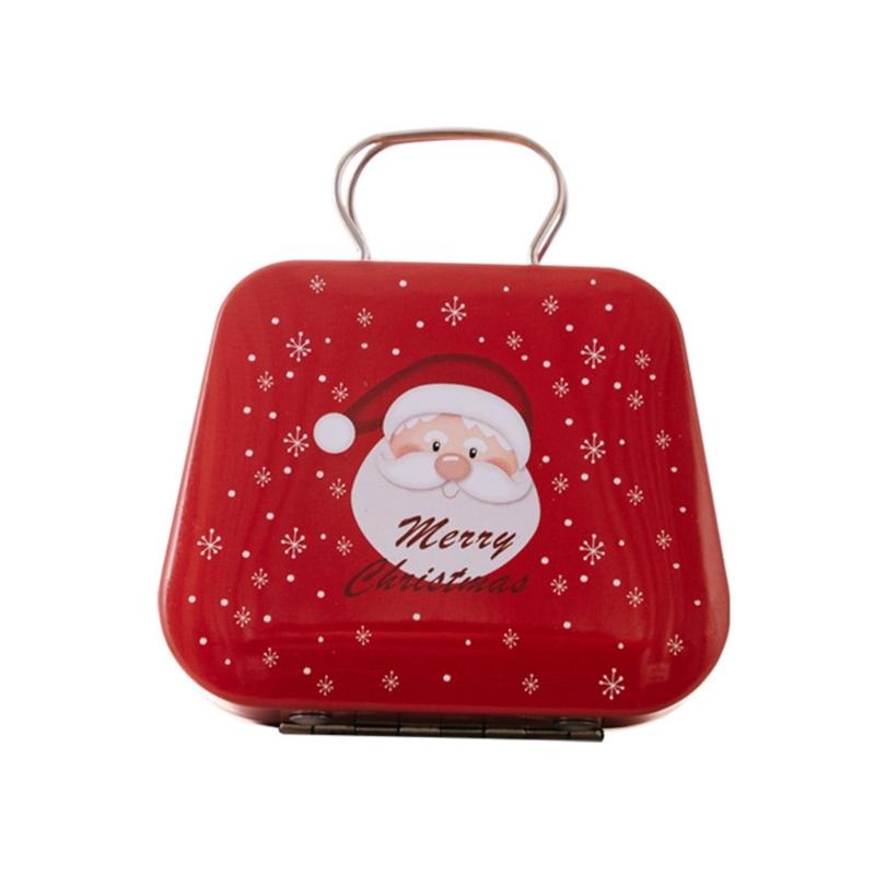 Pack of 5 Decorative Iron Candy Tins with Handle Holiday Candy Tins with Christmas Pattern Delicate Candy Storage Case