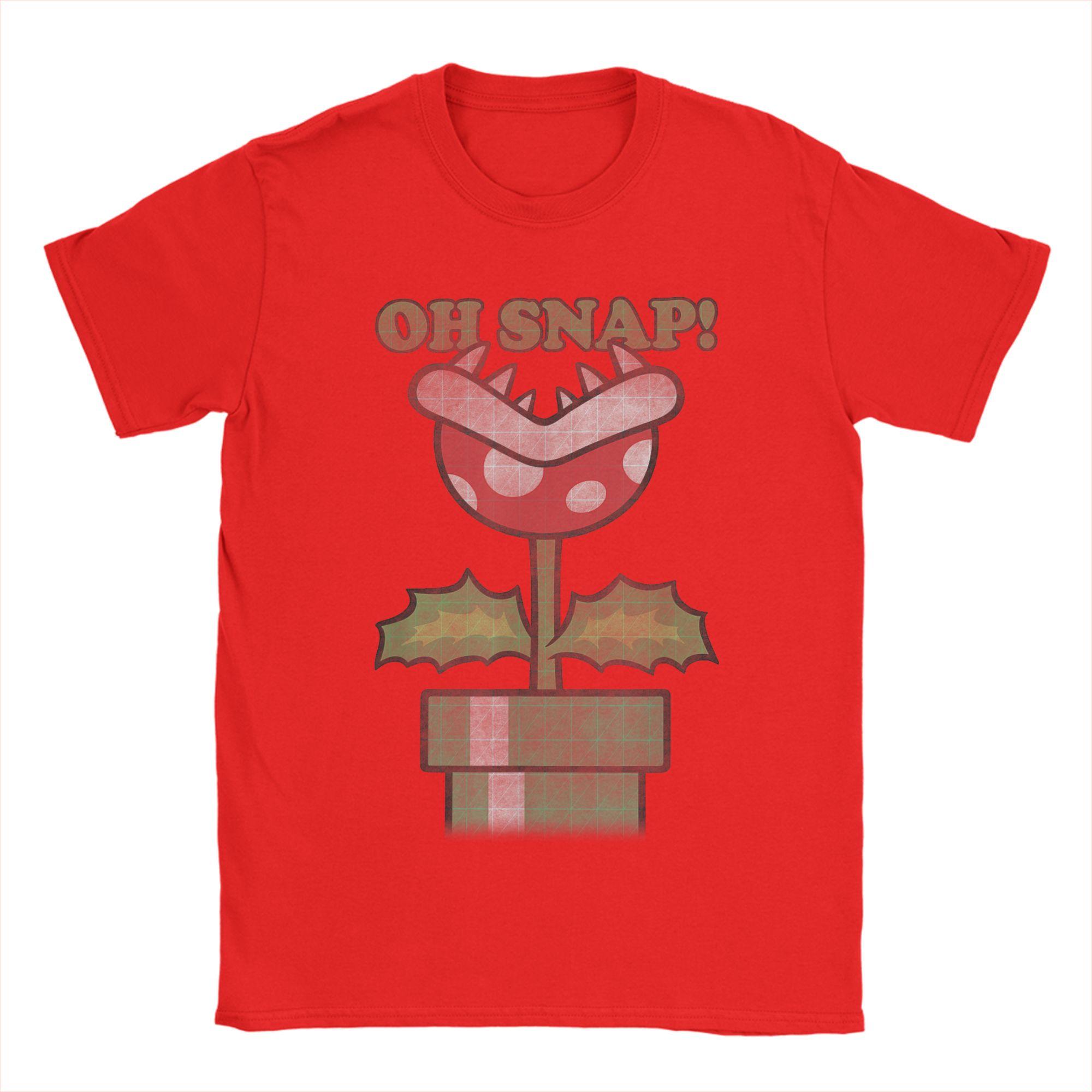 

Super Marios Piranha Plant Oh Snap Vintage T Shirt Mens Cotton Humor TShirts Tee Shirt Short Sleeve Tops 4XL 5XL M