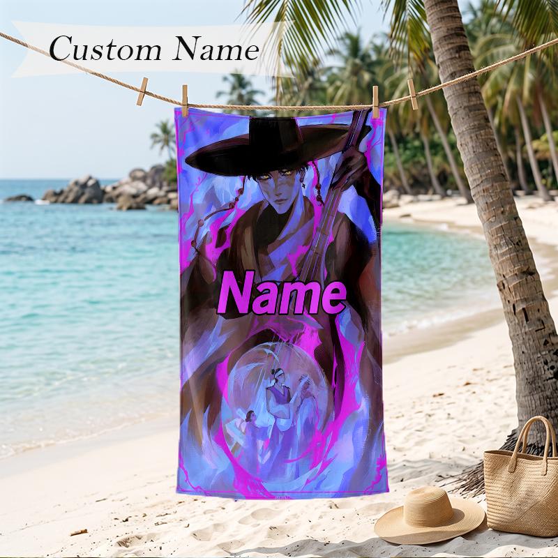 Jinu Benutzerdefinierter Name Aufgedrucktes Strandtuch Personalisiertes Weiches Handtuch zum Schwimmen Strand Reisen