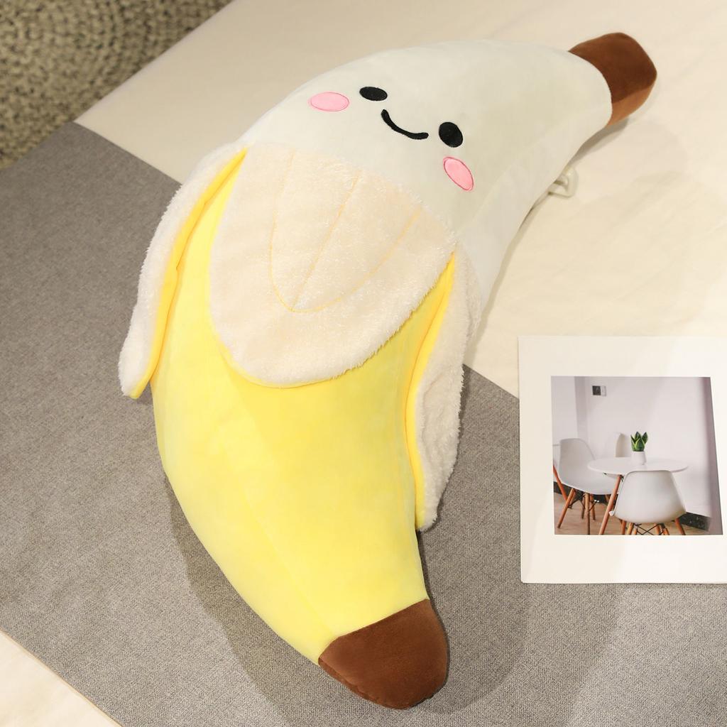 25-80cm Cartoon Cute Giant Banana Plush Doll Pillow Yellow Smile Banana Fruit Plush Toy Home Decoration Gift For Children