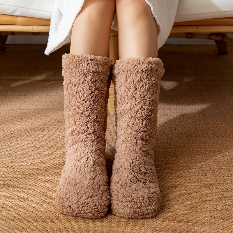 Fuzzy Socks for Women Warm Plush Slipper Socks with Grips Fleece Lined Cozy Winter Home Indoor Hospital Christmas Gift Socks