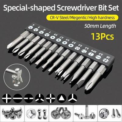 Special-shaped Screwdriver Bit Set U-shaped Y Shape Triangle Inner Cross Three Points Screw Driver 1/4 Hex Magnetic Bit Tools