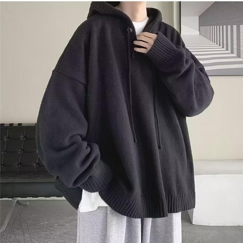 Pulover cu glugă pentru bărbați Toamnă/iarnă Stil vintage lejer Versatil Top tricotat Trendy Stil colegial Pulover îmbrăcăminte casual