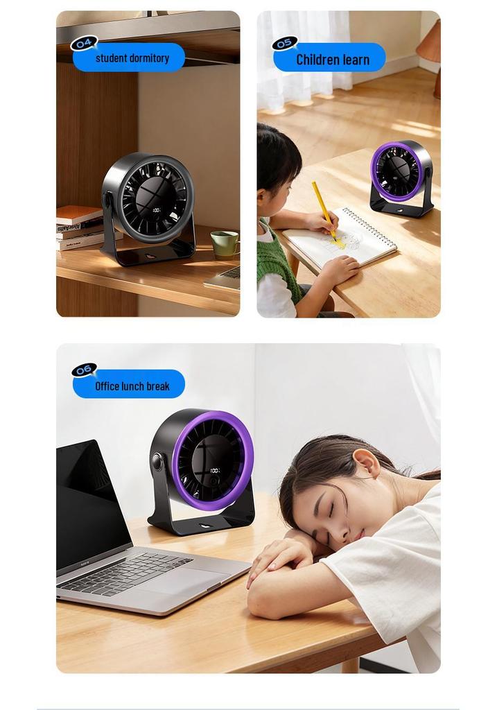 New Two-in-One USB Rechargeable Desktop & Wall-Mounted Circulation Fan