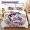 Anime Easter Pokemon Pattern Bedding Quilt Set Quilt Cover Pillowcase Home Decoration Birthday Gift (1 * duvet cover + 2 * pillowcase, without core)