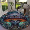 1pc Mystic Forest Raccoon Printed Chair Rug for Home Office Use, Living Room Kitchen Game Room Round Carpet