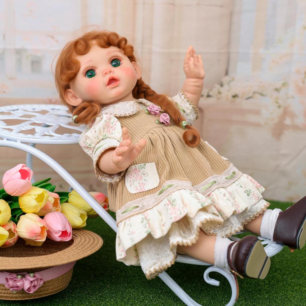 Cloveray 45cm Cute Braided Reborn Doll with Changeable Rural Retro Style Vinyl Doll Birthday Gift 18-inch Clothes, Toy,