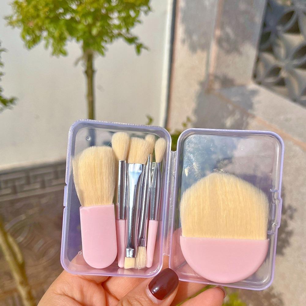6Pcs/Set Soft Bristles Mini Makeup Brush Set With Storage Box Blending Brush Makeup Brushes Multiple Brush Heads розовый