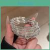 Geometric Silver Copper Bangle With Rhinestone Embellishments For Fashion Women