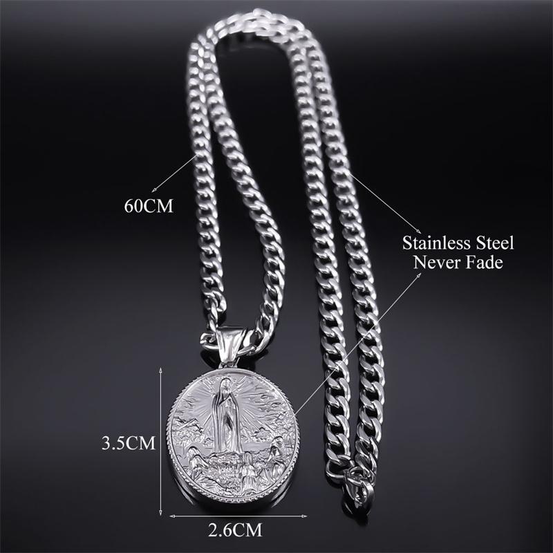 Exquisites Jungfrau Maria Halskette Herren 316 Edelstahl Silber Farbe Unsere Liebe Frau von Guadalupe Halsketten Schmuck virgen de guadalupe