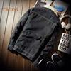Men Jacket Lapel Long Sleeve Denim Fabric Coat with Flap Pockets Thickened Velvet Lining Warm Button Closure Denim Outerwear
