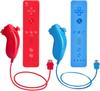 Wii Remote & Nunchuk Controller, 2-Pack Wii Nunchuk Remotes with Silicone Case & Wrist Strap (Red + Light Blue) [nintendo_wii]