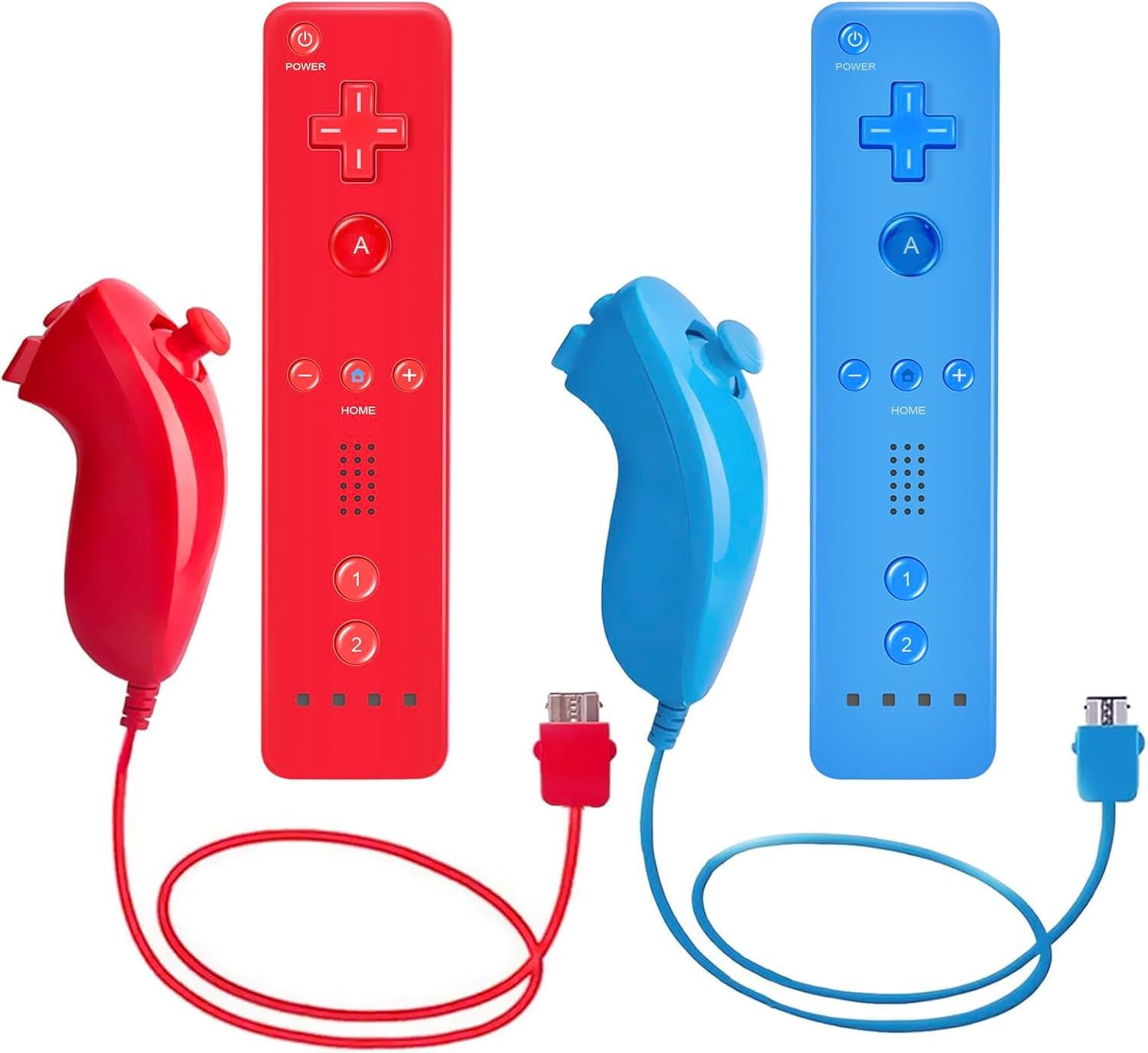 

Wii Remote & Nunchuk Controller, 2-Pack Wii Nunchuk Remotes with Silicone Case & Wrist Strap (Red + Light Blue) [nintendo_wii]