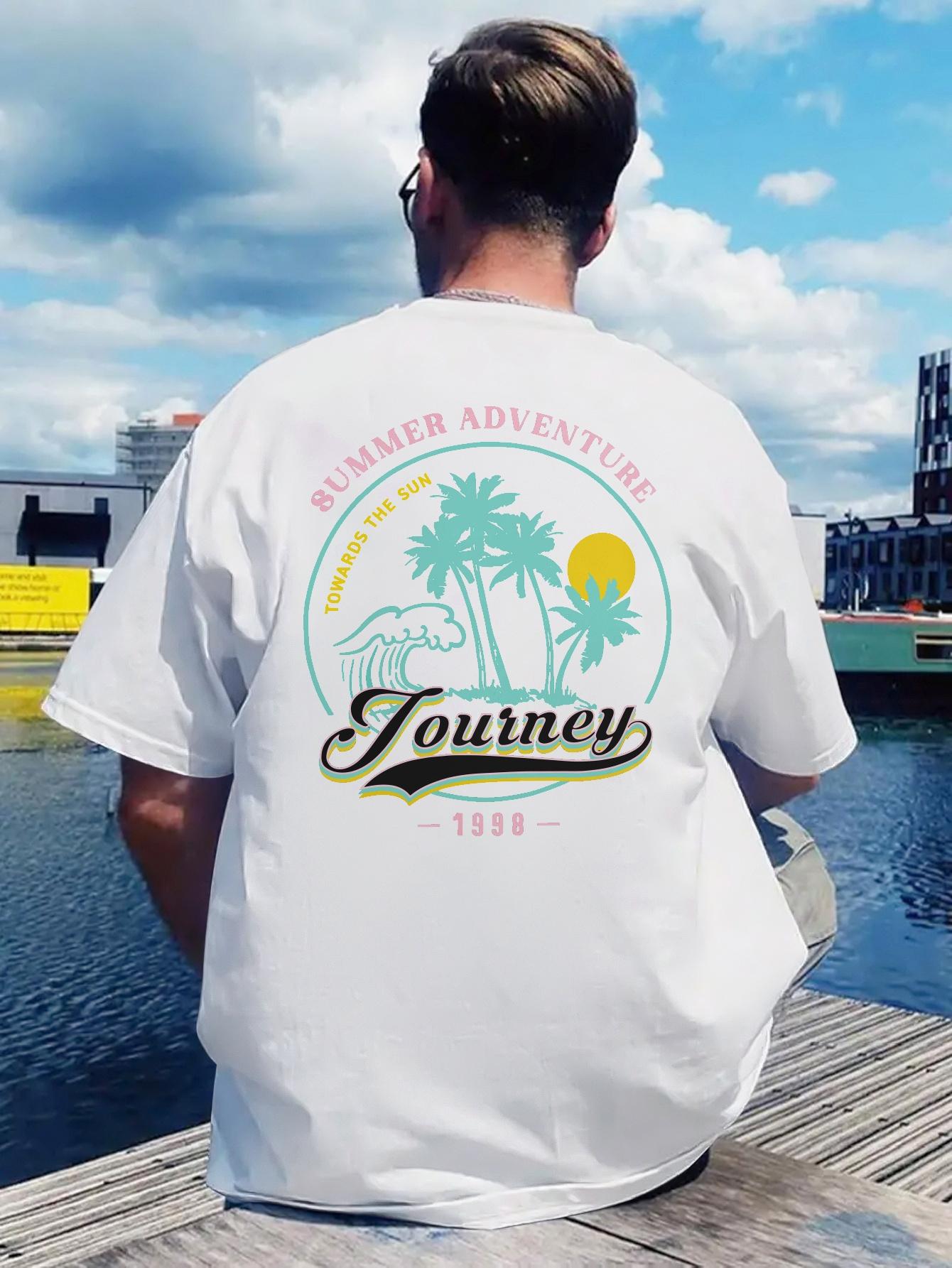 Summer Beach Adventure Graphic T-shirt - Casual Crew Neck S