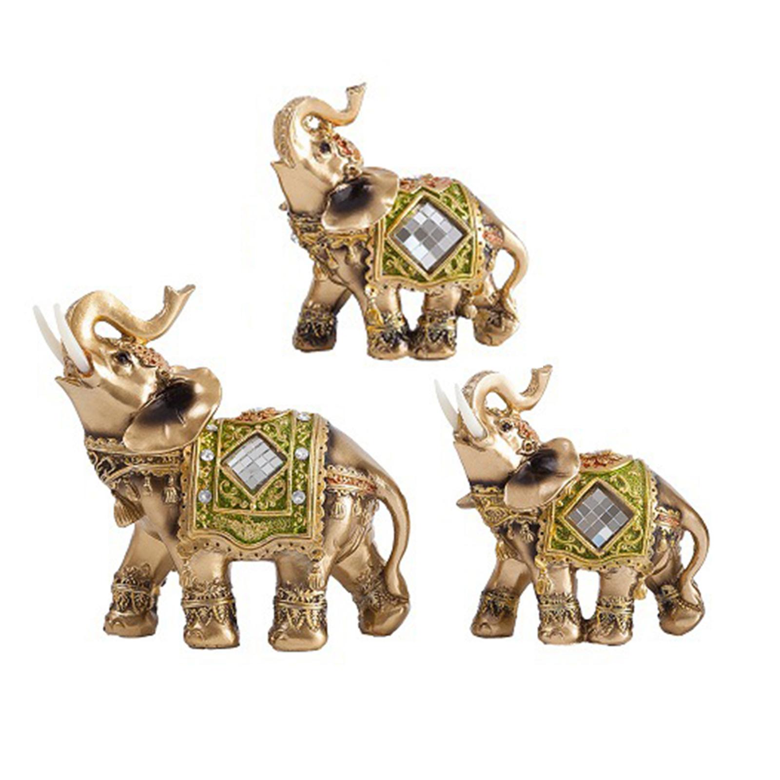 Elephant Decor Resin Elephant Statues Collectible Figurines Elephant Figurines for Bedroom, Home Office Decor 9cmx4.5cmx9cm